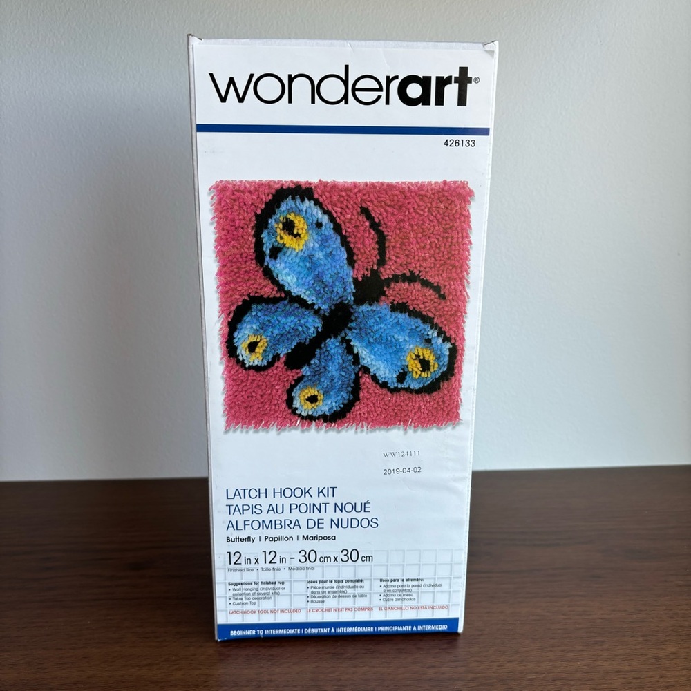 WonderArt Blue Butterfly Latch Hook Art Kit